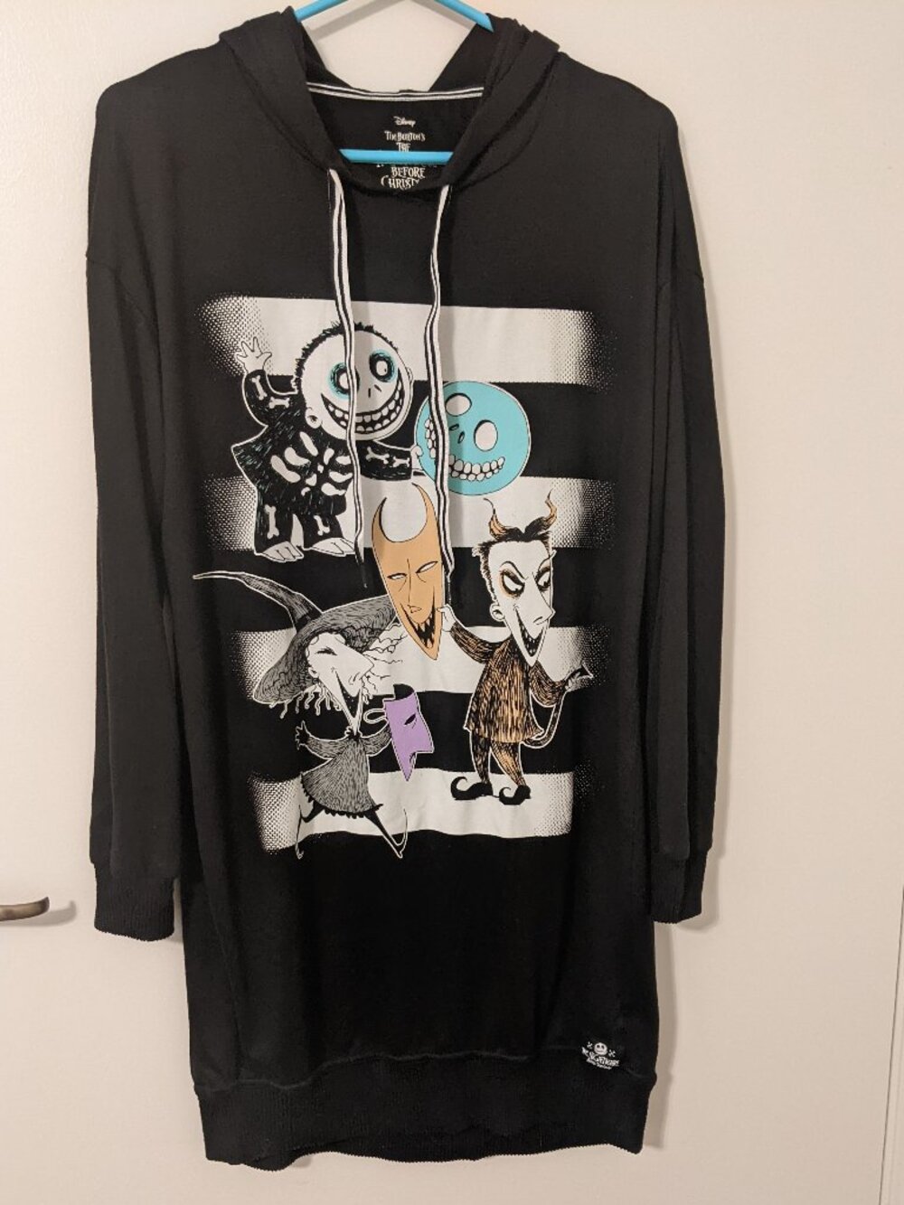 Nightmare Before Christmas Hooded Sleep Shirt M Whimsigoth Grunge 90's *FLAW*